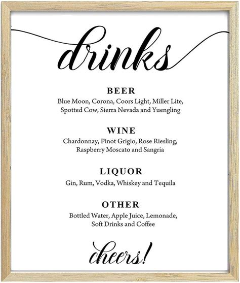 Wedding Drink Menu Printable // Bar Menu Wedding Printable, 48% OFF