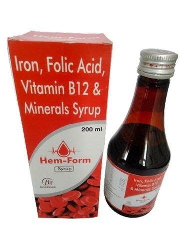 Iron Folic Acid Vitamin B12 And Mineral Syrup 200 Ml Efficacy Promote Nutrition At Best Price