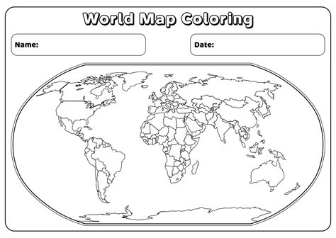 World Map Coloring Page | World map tattoos, World map coloring page ...