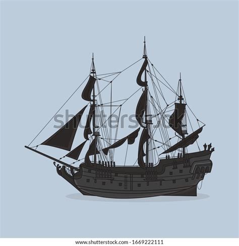 Barco Perla Negra, Piratas Del Caribe,: vector de stock (libre de ...