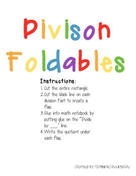 Division Foldables By Mrs Creekmore Teachers Pay Teachers