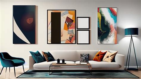 Premium Photo | Contemporary art gallery wall in a modern living room