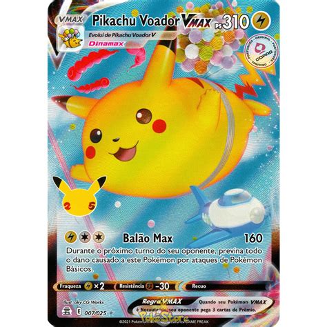 Carta Pokemon Pikachu VMAX Português Card Original Copag Celebrações