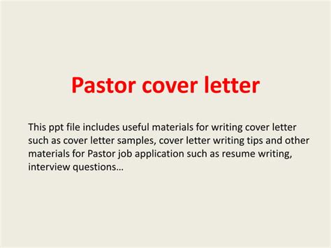 Pastor Cover Letter Ppt