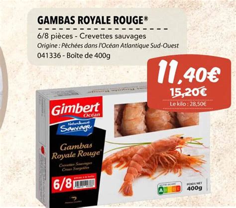 Promo GAMBAS ROYALE ROUGE Chez Gel 2000