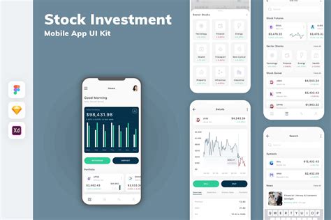 Stock Investment Mobile App Ui Kit Ui Kits And Libraries ~ Creative Market