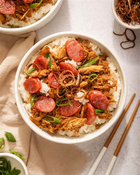 Vietnamese Sticky Rice with Chicken Xôi gà Takes Two Eggs