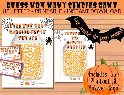 Halloween Guess How Many Candy Corns Game Printable Count The Etsy