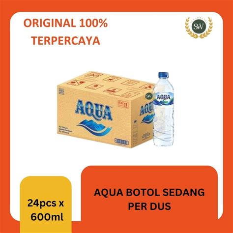 Jual Aqua Botol Sedang Air Mineral Per Dus Isi 24 Pcs 600ml