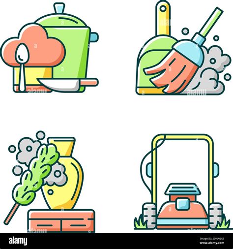 Household chores RGB color icons set Stock Vector Image & Art - Alamy