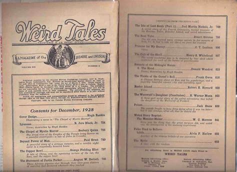 Weird Tales Pulp Volume Xii 12 6 December 1928 Inc Copper Bowl