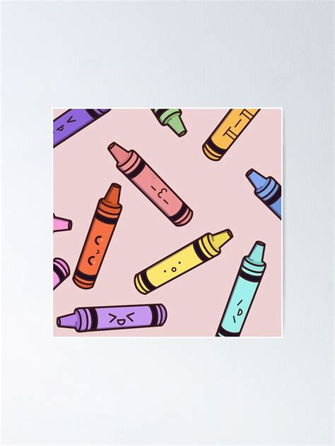 Kawaii Crayons Poster For Sale By Nai Draws Redbubble