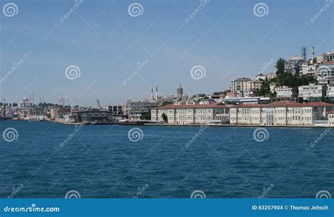 Panorama Of The Bosphorus View Of The Crowded Cafe On The Embankment