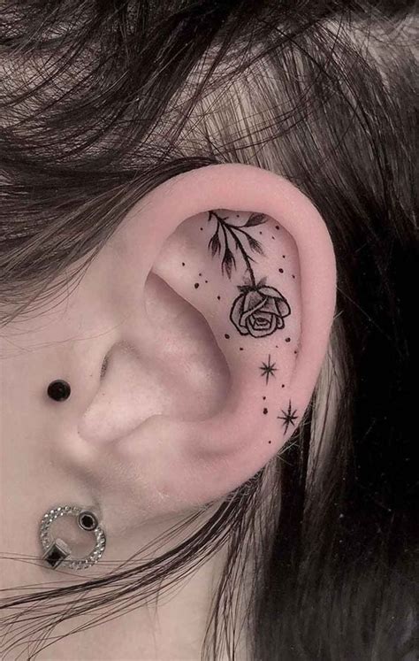 Behind The Ear Rose Tattoos