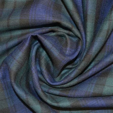 Washable Plain Blue Color Checked Prined Brushed Cotton Fabric With