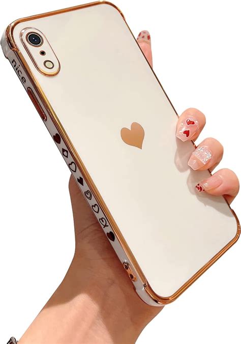 Phone Cases For Iphone Xr Plating Cute Love Heart Side Heart Print