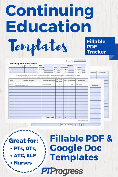 CEU Tracker A Fillable Template To Track Continuing Education