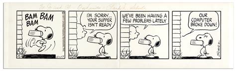 Lot Detail - Schulz ''Peanuts'' Hand-Drawn Comic Strip From 1977 ...