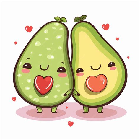 Premium Ai Image Generative Ai Cute Cartoon Avocado Couple Holding