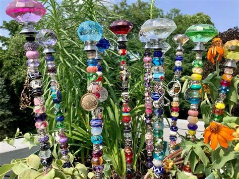 Fairy Garden Stakes Beaded Garden Stake Prism Toppers Etsy Fairy