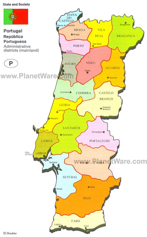 Mapa De Portugal Com Distritos