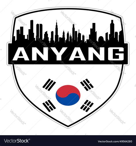 Anyang skyline silhouette south korea flag travel Vector Image