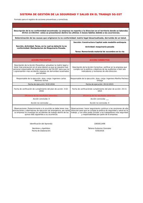 Pdf Formato Para El Registro Y Control De No Conformidades Dokumen Tips