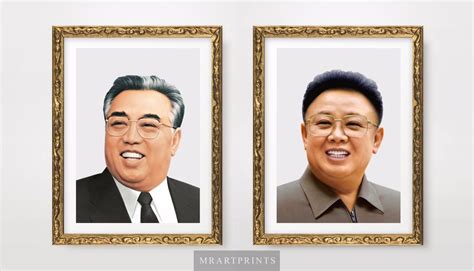 X North Korea Leaders Art Print Poster Kim Il Sung Kim Jong Il Wall