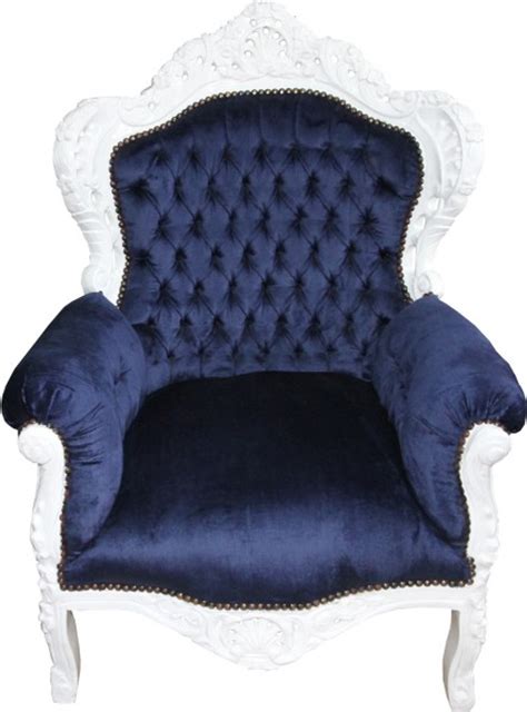 Casa Padrino Baroque Chair King Royal Blue White X X H Cm