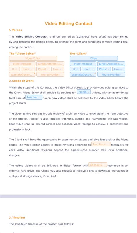 Video Editing Contract Sign Templates Jotform