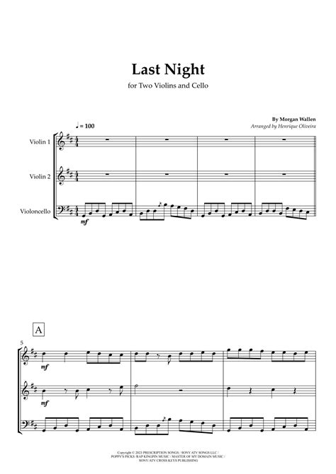 Last Night Arr Henrique Oliveira By Morgan Wallen Sheet Music For