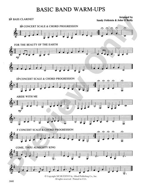 Basic Band Warm Ups B Flat Bass Clarinet B Flat Bass Clarinet Part Digital Sheet Music Download