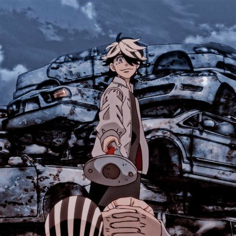 An Anime Character Is Standing In Front Of A Car And Holding A Steering