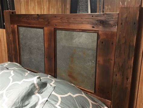 Hand Crafted Rustic Barnwood And Metal Headboard by M.Karl, LLC | CustomMade.com