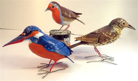 Paper Mache Birds Hand Made Folk Art Quirky Sculptures Of Birds