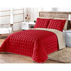 Cobre Leito Dupla Face Queen Size Vermelho Matelado 3 Peças Leroy Merlin