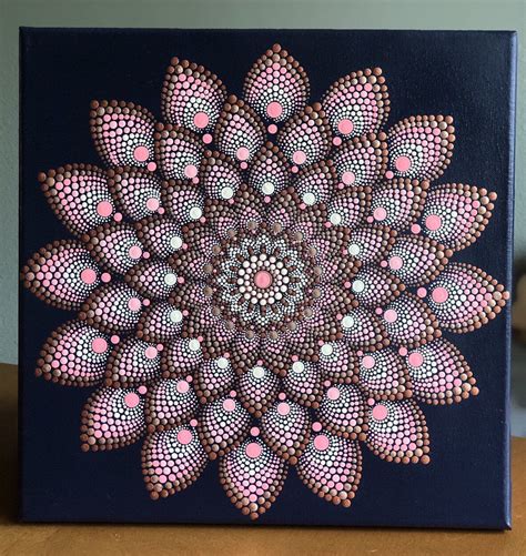 Beautiful Dot Mandala On Stretched Canvas 12 X 12 Etsy Dot Art