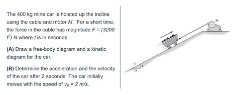 Solved M The Kg Mine Car Is Hoisted Up The Incline Using Chegg