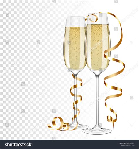 Champagne Glasses Champagne Gold Ribbon Isolated Stock Vector (Royalty