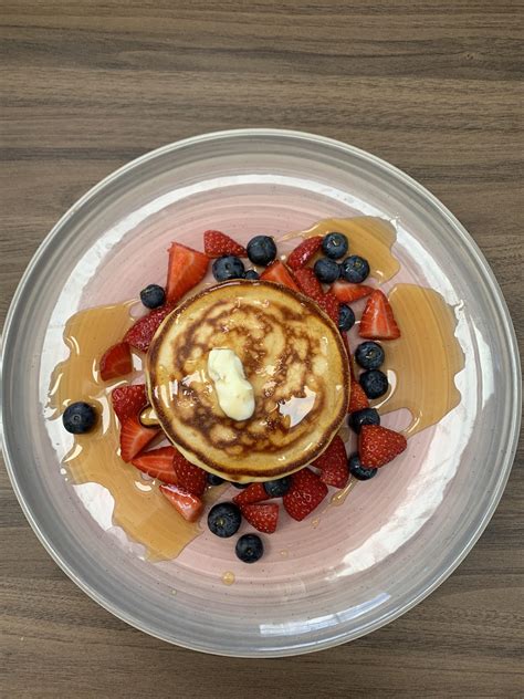 [I ate] Homemade American pancakes with blueberries and handpicked ...