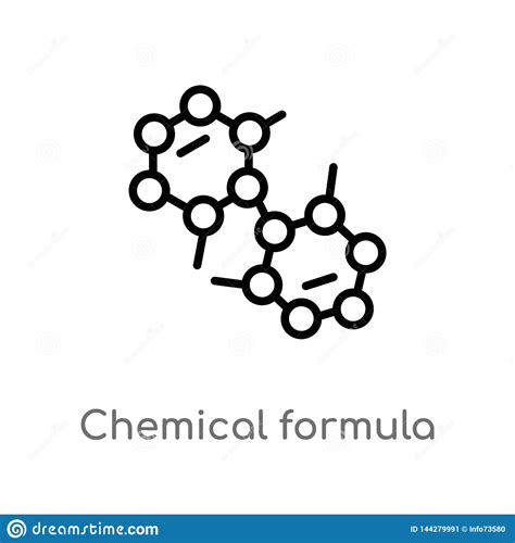 Outline Chemical Formula Vector Icon Isolated Black Simple Line