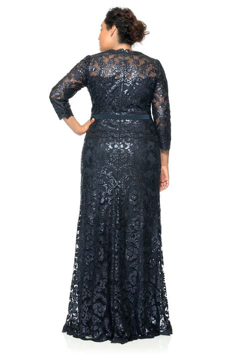 Paillette Embroidered Lace ¾ Sleeve Gown Tadashi Shoji Cocktail