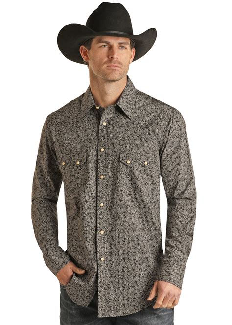 Rock Roll Mens Pinstripe Paisley Snap Western Shirt Bony Pony