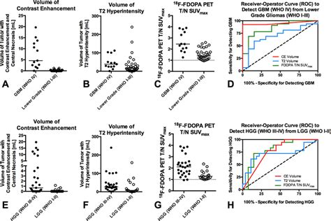 Anatomic MRI and ¹⁸F FDOPA PET measurements in glioma patients a