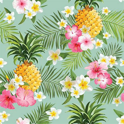 Flores Tropicais E Abacaxis Plano De Fundo Vintage Padr O Perfeito