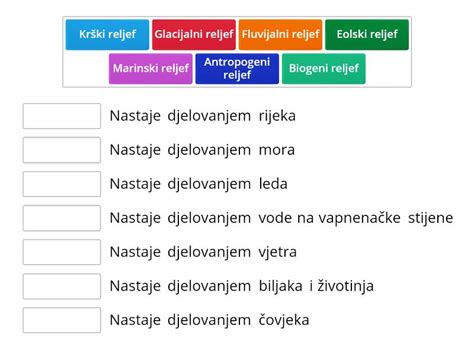 Vrste Reljefa Vanjske Sile Match Up