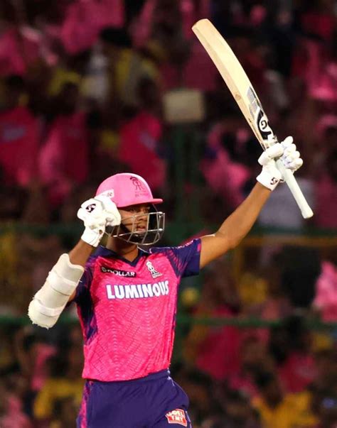 Jaipur : Rajasthan Royals' Yashasvi Jaiswal celebrates his half-century