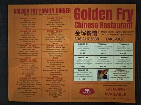 Golden Fry Chinese Restaurant Menu | Rothesay, NB | Checkle