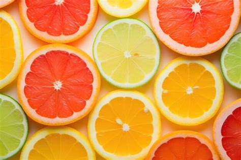 Premium Photo Top View Of Citrus Fruit Slices Arranged On A