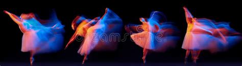 Development Of Movements Of One Beautiful Ballerina Dancing Isolated On